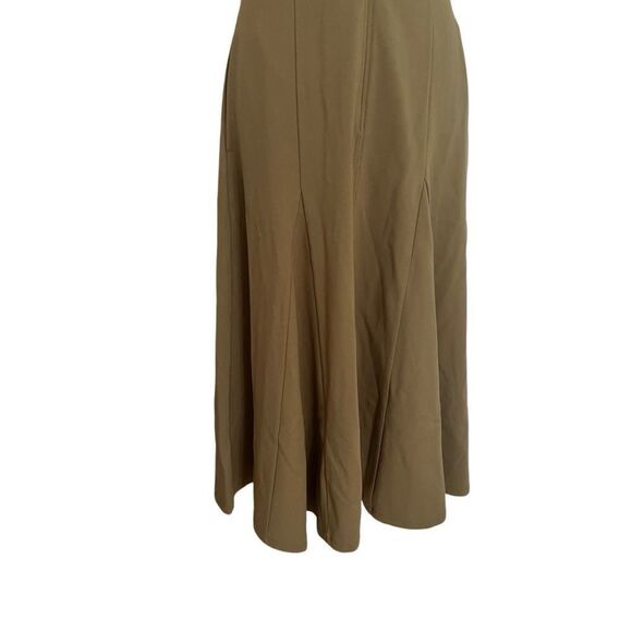 Nordstrom Zip Front Sleeveless Ponte A-Line Dress in Olive Extract Medium NEW - Picture 4 of 10
